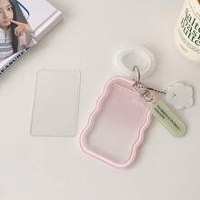 1 pieza Soporte de tarjeta con cordón elástico de estilo coreano minimalista y de moda, funda para tarjeta de estudiante, tarjeta de acceso, tarjeta de comida, funda para tarjeta de 3 pulgadas con diseño de estrella, organizador de tarjeta de identificación y tarjeta pequeña - Rectángulo - Ver 8