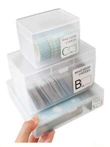 4pcs/2pcs/1pc Transparent Desktop Small Items Storage Box With Lid, Card Drawer Style Desktop Organizer Box - White - View 5