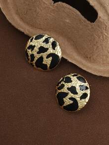 Anting-anting Vintage Motif Leopard Aneka Warna Desain Unik Minimalis Modis Elegan - Motif Leopard 1 - View 5