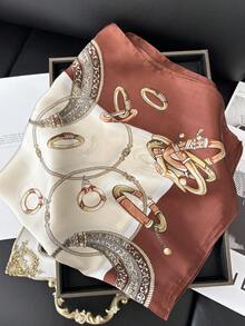 1 chiếc khăn vuông bằng satin in họa tiết dành cho nữ, khăn trùm đầu thời trang, khăn choàng cổ, khăn trùm đầu, thích hợp đi biển, đi nghỉ mát. - Chuỗi bên cà phê - Xem 2