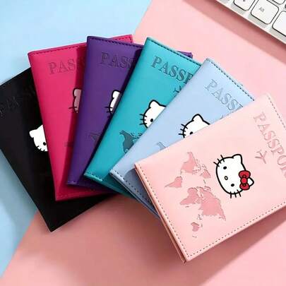  1 chiếc bao đựng hộ chiếu Hello Kitty dễ thương, thời trang dành cho cả nam và nữ, phụ kiện du lịch thiết yếu với họa tiết máy bay chữ cái và bản đồ thế giới. Món quà hoàn hảo cho người hâm mộ Sanrio.