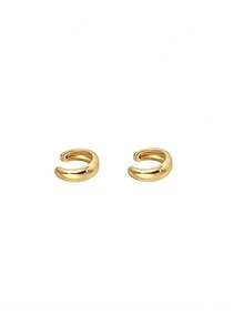 2 piezas/1 set Clips de oreja plateados Pendientes de perforación falsa para mujeres Anillos de cartílago redondos con estilo en oro y plata, Conjunto de joyas virales 2025 perfecto para regalos del Día de San Valentín, Día de la Madre, cumpleaños y aniversario - Plateado - Ver 5