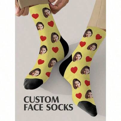 1 Pair Custom Face Socks, Custom Photo Sock, Custom Printed Socks, Personalized Funny Face Socks, Custom Picture Socks, Put Any Face On The Socks, Anniversary Gift, Valentine Gift, Birthday Gift, Wedding Gift, Mother's Day Gift, Father's Day Gift, Best Friend Gift, Fall