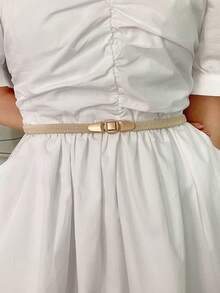 1 chiếc thắt lưng thun co giãn dành cho nữ, phụ kiện thắt lưng tối giản thời trang, thanh lịch để phối cùng váy, áo khoác, áo sơ mi mỗi ngày. - A - Xem 2