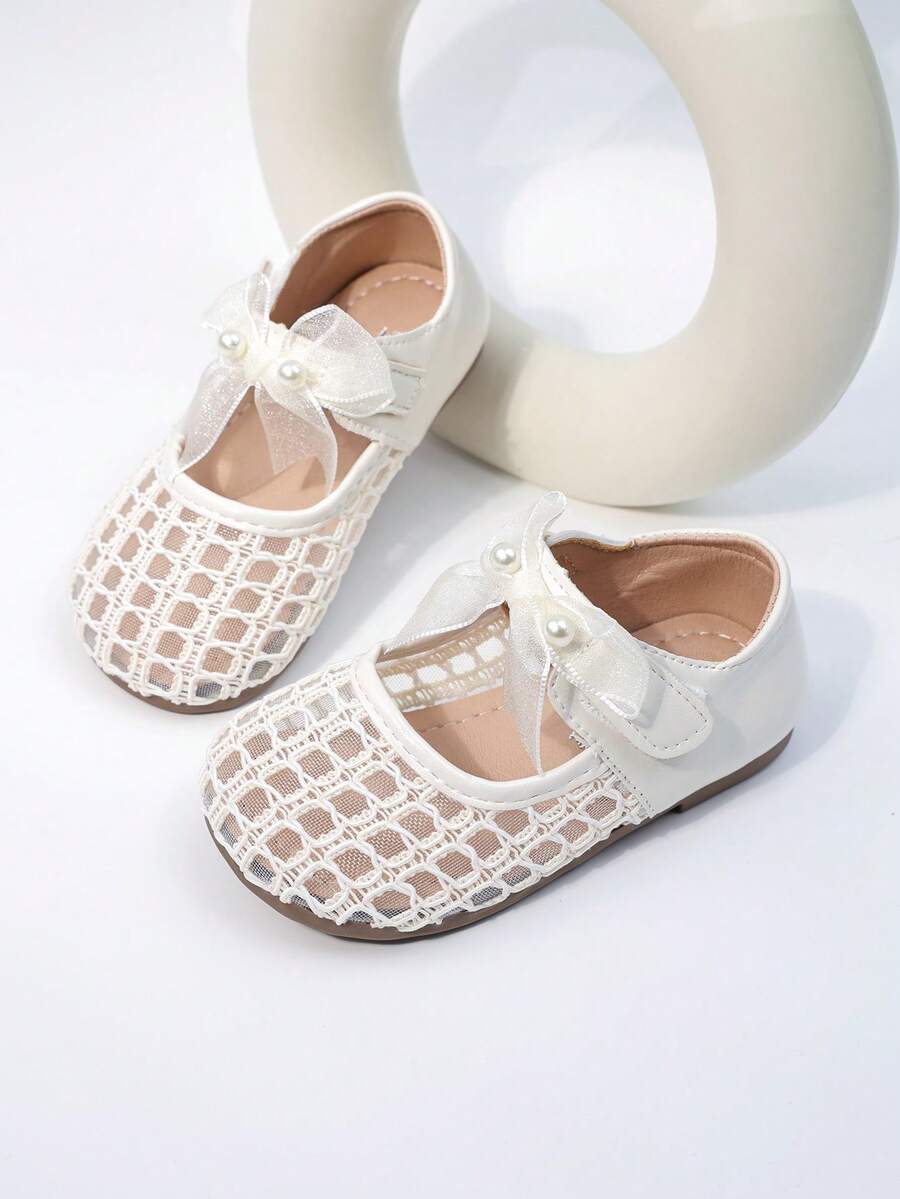 Giày bệt thoáng khí cho bé gái, giày lười mùa hè mới cho trẻ em, giày công chúa đế mềm bằng lưới cho bé nhỏ và bé gái, giày cổ thấp cho bé. - Màu be - Xem 1