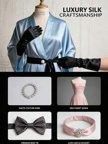 1块缎面布料，光滑柔软，适用于婚礼DIY、窗帘、桌布、衬里、旗袍、礼品包装、服装面料等。 - 白色 - 查看 3