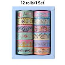 12rolls Dream Of The Red Chamber Gilded Washi Tape Set, Literary Aesthetic Journal Decor For Arts, DIY Crafts, Journal Supplies, Planners, Scrapbook, Card/Gift Wrapping - Multicolor - View 13