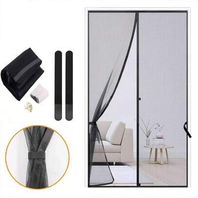Magnetic Screen Door - Fits Door Opening 38 X 82 In, Actual Screen Size 38"X83", Hands Free Mesh Partition,Heavy Duty Curtain Keeps Bugs Out, Frame Hook & Loop, Pet And Kid Friendly