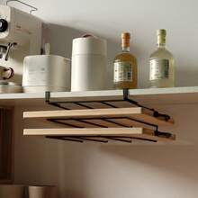 Stainless Steel Kitchen Organizer Rack, Wall-Mounted Paper Towel Holder, Double-Layer Cutting Board Rack, Cabinet Hanging Storage - Black - View 1