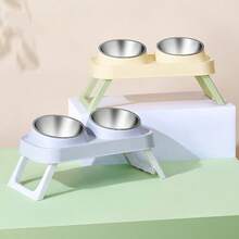 Pet Stainless Steel Dual Bowls, Durable Pet Feeding Set, Easy Clean Dog & Cat Water Bowl, Ideal For Daily Use - Multicolor - View 9