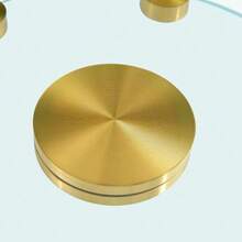 Tabletop. Two-Tiered, Rotating Round Glass Top. The Upper Glass Diameter Is [Missing Information], The Lower One 38 Cm. The Rotating Design Allows For Easier Picking Up And Placing Of Items. - Gold - View 10
