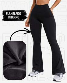 Warm, Thermal, Anti-Cold, Flare Ballerina Flannel Pants In WOLFOX Suplex With Plush Lined For Winter - màu đen - Xem 2