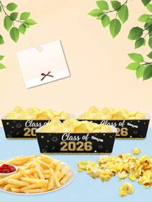 10pcs/20pcs/30pcs Class Of 2026 Graduation Paper Food Boxes Black Gold Glitter Grad Party Potato Chips Paper Boxes With Graduation Cap Pattern 4.7 X 3.1x 1.5Sin Containers For Nachos,Fries,Tacos,Graduation Party Decor Senior Celebration Supplies - Multicolor - View 5