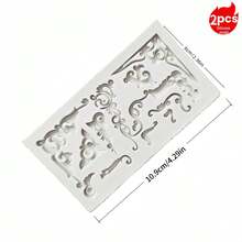2pcs European Style Embossed Silicone Molds, Suitable For Resin, Plaster, Clay Crafts And Home Decor For Various Festivals - 2 Gray Molds - Small Ancient Flower - View 4
