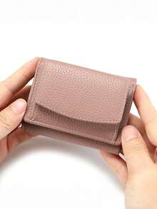 New Mini Wallet For Women, Short Bifold Wallet With Large Capacity Coin Purse, Tri-Fold Wallet, Essential Gift Item - Dusty Pink - View 2