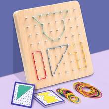 Montessori Creative Graphic Rubber Lacing Wooden Toy Educational Preschool Material, Ages 5-7 - Multicolor - View 3