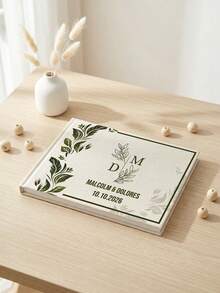 Sổ lưu niệm đám cưới tùy chỉnh, 1 cuốn, chữ tùy chỉnh, bìa cứng bằng vải lanh, sổ ký tên đám cưới cá nhân hóa với thiết kế hoa văn, kỷ niệm đám cưới. - Nhiều màu - Xem 14
