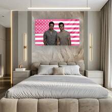 Edward Cullen & Jacob Black Flag, Twilight Saga Wall Decor, Vampire And Werewolf Aesthetic Tapestry, Robert Pattinson Taylor Lautner Flag - 60*80 inch - Xem 4