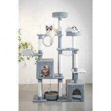 Torre Árbol Rascador Gris Casa Para Gato Varios Niveles 1.7m - Gris - Ver 3
