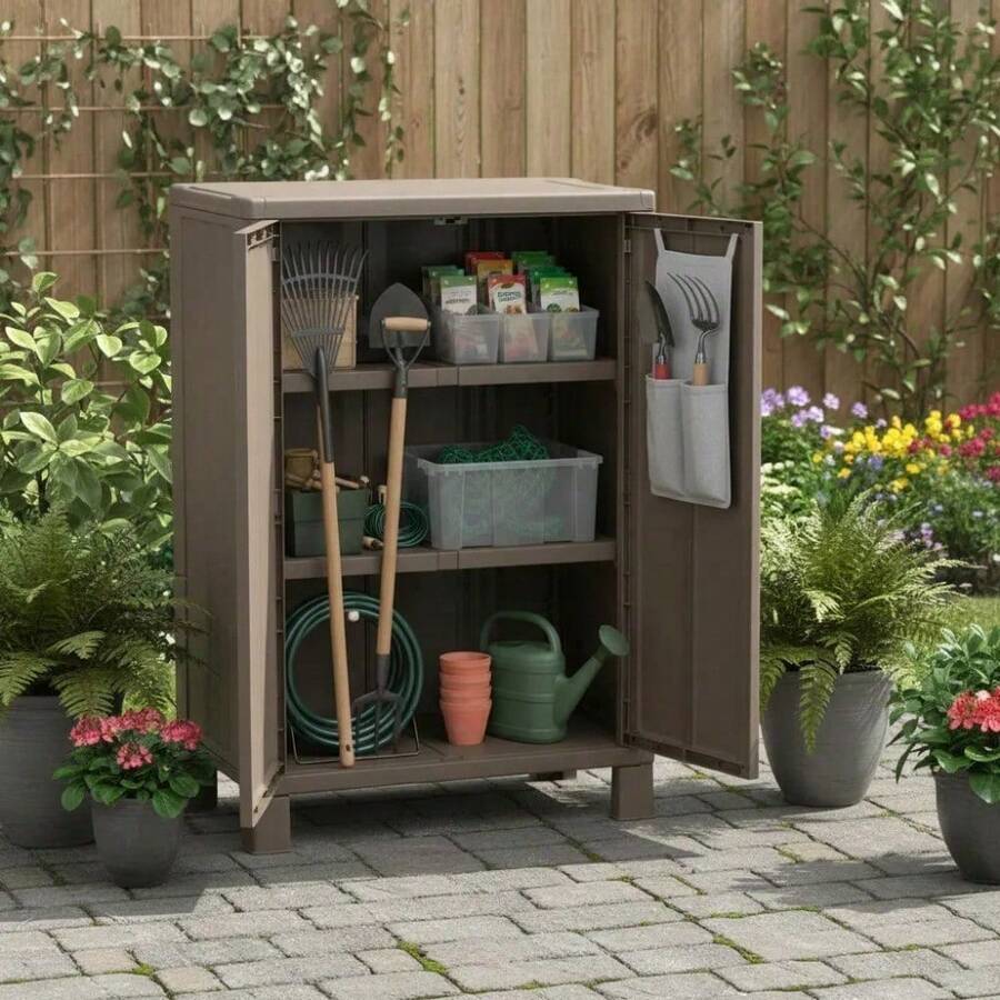 Armario Organizador Almacenamiento Mediano Plástico Rimax Marrón Claro - Marrón claro - Ver 1