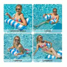 1pc Foldable Inflatable Water Hammock Lounger, 4-In-1 Multifunctional Floating Mat, Adult Size, PVC Material, Pool/Beach/Travel, Portable, Family Pool Party, Summer Water Leisure Gear, Ideal Holiday Gift - A - View 10