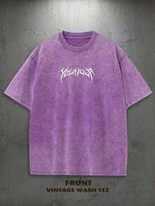 2026 New Arrival Y2K 2000s Retro Washed Casual Street Style Tops Y2K Vintage Washed T-Shirt |   Men's YLA Graphic Tee |   Gym Graphic Tee |   Gifts For Men Or Boyfriend |   100% Cotton |   230Gsm Thickened Fabric |   Unisex 2000s Style Retro  Graphic Tees - Màu tím - Xem 4