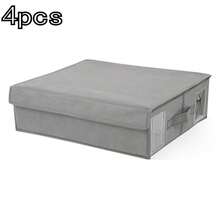 4 piezas Juego de ropa de cama con caja de almacenamiento con ventana - Caja de almacenamiento de lino plegable para sábanas, almohadas y edredón, textura gris, organización del hogar, caja de almacenamiento de ropa, caja de almacenamiento plegable, regalo de Navidad y Año Nuevo para la familia, pareja, amigos (Pueden existir algunos hilos sueltos debido al cosido a máquina, lo cual es un fenómeno normal y no afecta el uso del producto) - Multicolor - Ver 9