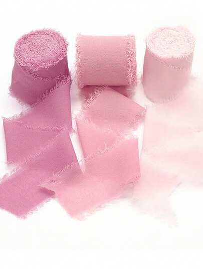 3卷粉色丝带，派对礼品包装用品蝴蝶结丝带装饰，礼盒装饰丝带，花束礼品包装丝带，生日派对用品，DIY装饰蝴蝶结丝带，生日礼物，派对回礼，婚礼包装丝带，婴儿派对装饰，性别揭晓派对，家居生日装饰，新娘送礼会，贺卡装饰