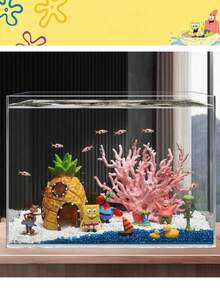 SpongeBob SquarePants 1 Bộ Trang Trí Bể Cá Hình Ngôi Nhà Dứa Bằng Bọt Biển, Bộ Trang Trí Bể Cá Bền Chắc, Thích Hợp Để Trang Trí Không Khí Tiệc Tết, Trang Trí Tiệc - Nhiều màu - Xem 5