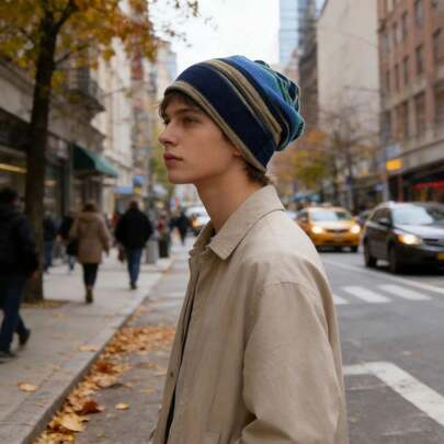 1 chiếc mũ len dệt kim họa tiết sọc jacquard tối giản, đa năng cho cả nam và nữ, phù hợp cho các hoạt động ngoài trời và mặc hàng ngày, nhiều màu sắc để lựa chọn.