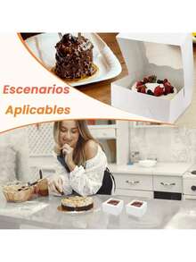 50pcs Mini Boxes With Window For Cakes, Donuts, Gifts - White - View 7