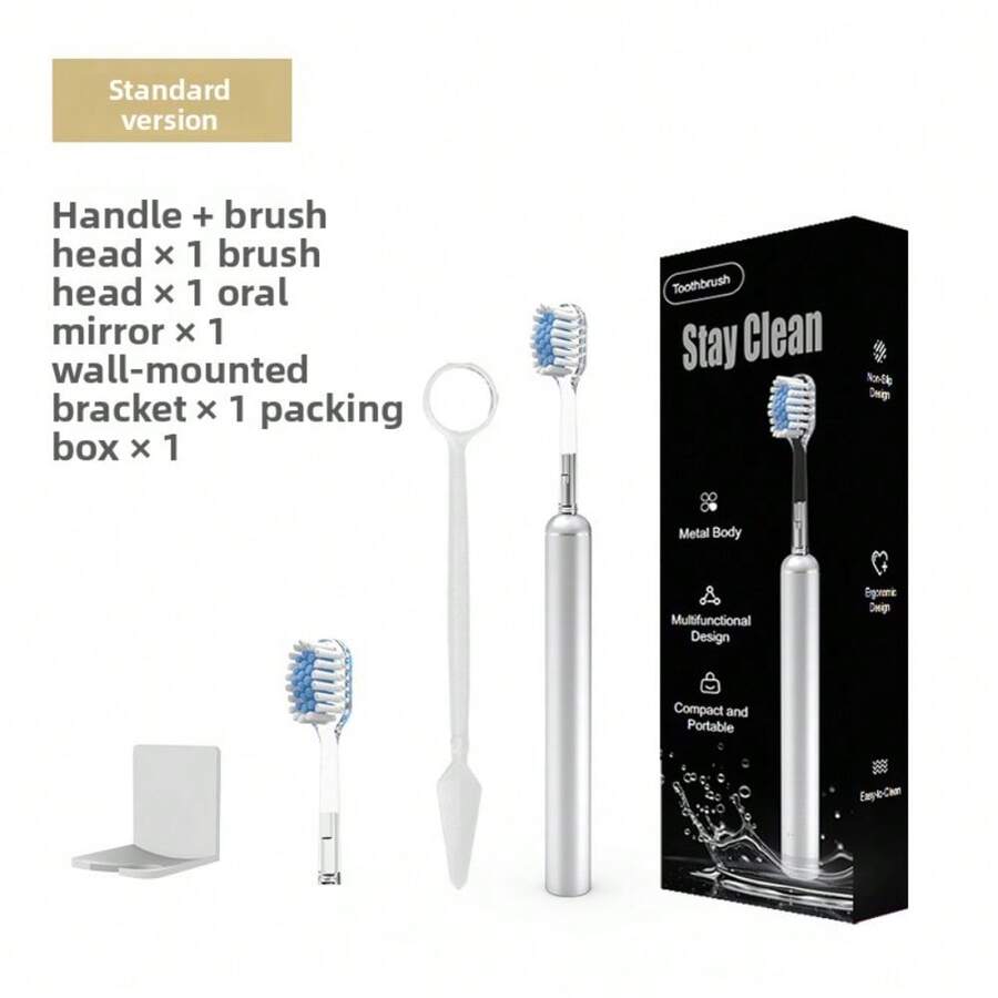 New Portable Soft Hair Multifunctional Manual Toothbrush Non-Slip Metal Toothbrush Necessary For Home Travel Clean And Easy To Wash Without Dirt - L7 Toothbrush Standard Edition + 1 Brush Head + 1 Stand - View 1