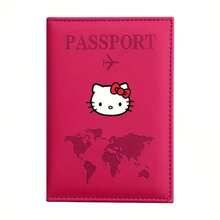 SANRIO 1pc Cute & Fashionable Hello Kitty Pattern Passport Holder, Suitable For Men And Women, Travel Essential, Designed With Letter, Plane And World Map, Perfect Gift For Fans - Multicolor - View 9