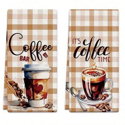 Bộ 2 khăn lau bếp họa tiết hạt cà phê và latte art, khăn lau bếp tốt nhất, khăn lau bếp vui nhộn, khăn lau bếp nấu nướng, khăn lau chén, khăn lau tay, siêu mềm mại và thấm hút tốt, quà tặng tân gia tuyệt vời cho bạn bè, phụ kiện nhà bếp, đồ trang trí, đồ dùng gia đình thiết yếu, đồ dùng nhà bếp thiết yếu, đồ dùng gia đình thiết yếu, đồ dùng du lịch thiết yếu.