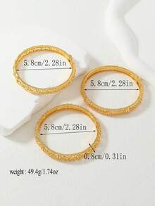 Bộ 3 vòng tay bằng đồng mạ vàng kiểu Ả Rập Xê Út, quà tặng cho gia đình và bạn bè. - Vàng - Xem 4