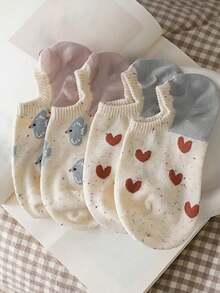 5 pares de calcetines invisibles de mujer con diseños de cuentos de hadas y colores de caramelo, colores aleatorios, para todas las estaciones - Multicolor - Ver 3