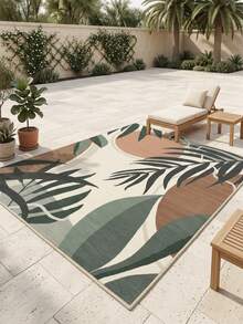 1 pieza Alfombra, Alfombra, Alfombra de área, Felpudo, Estilo nórdico moderno de lujo creativo - Hermoso patrón de hojas coloridas con elementos geométricos - Alfombra para exteriores, entrada, balcón, pasillo, exterior, patio, sala de estar, etc., Alfombra suave lavable a máquina para todo el año, Decoración del hogar - Multicolor - Ver 2