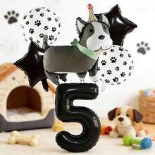 Cute Puppy Birthday Balloon Set, Includes Puppy Foil Balloons, Black And White Paw Print Balloons, Star Foil Balloons And Black Number Foil Balloons, Suitable For Decorating Children's Birthday Parties, Pet Puppy Gatherings And Other Events - View 6