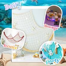 1/2pcs Mediterranean Style Decorative Fishing Net, Pirate Theme Polyester & Linen Fishing Net, Creative Photo Backdrop Wall Hanging, No Electricity Required Wall Decor, Suitable For Birthday, Wedding, Christmas, Ocean Party Decoration, Entrance Hall Hanging Ornament, Photography Prop, Room Decoration, Bar Decor - Decorative Fishing Nets - View 3