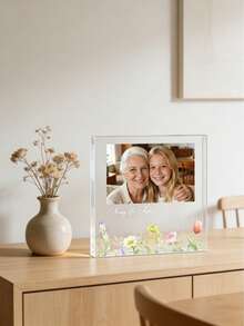 Customized Wildflower Acrylic Photo Frame, Personalized Mother's Day Decoration, Grandmother Gift. Customized Acrylic Decorations, Personalized Mother's Day Gift, Grandmother Photo Frame, Floral Acrylic Desktop Decoration, Family Keepsake. - Multicolor - View 5