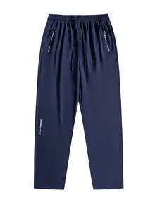 Pantalones deportivos ligeros y casuales con elástico para hombre, para verano - Azul Marino - Ver 2