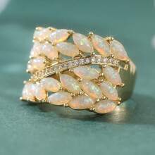 1pc Luxury Gold-Tone Cubic Zirconia Inlaid Women's Ring, Fashionable Bridal Jewelry Suitable For Daily Wear And Festivals, Exquisite Gift For Her - Gold - View 5
