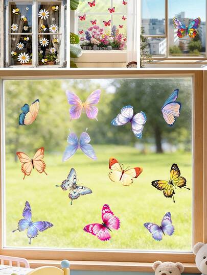 BRUP 1/2 Tờ Decal Hình Bướm Dán Cửa Sổ Cho Phòng Trẻ Em, Hình Dán Kính Có Thể Tháo Rời, Tranh Trang Trí Tường Hoạt Hình Dễ Thương Cho Phòng Ngủ Bé Gái Bé Trai, Phòng Trẻ Sơ Sinh, Lớp Học, Phòng Khách.