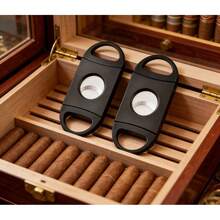 10 piezas Cortador de puros minimalista de acero inoxidable de doble cara, accesorio perfecto para cortar puros - negro - Ver 4