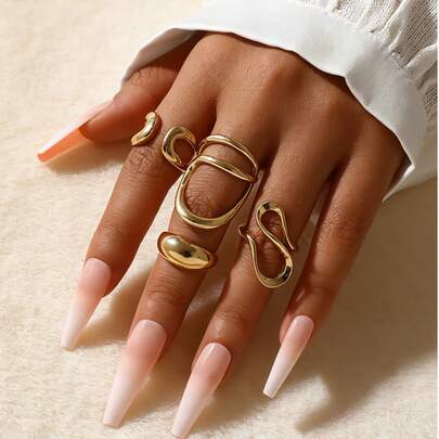 4 buc Vintage neregulate C-formă inel deschis Set femei creative geometrice deget Knuckle inel cuplu bijuterii accesorii