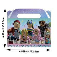 Roblox 10个装主题礼品纸盒，礼品包装手提袋，星球图案，红白配色，耐用材质，适合生日、节日礼物 - Roblo girl 紙盒 - 查看 4