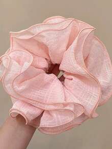 1 pièce Chouchou rose pâle voluptueux et doux, accessoire de mode avec une touche vintage française pour les accessoires de vacances d'été. Porte-queue de cheval, élastiques à cheveux, bandes en caoutchouc, cordes à cheveux - Multicolore - Voir 2