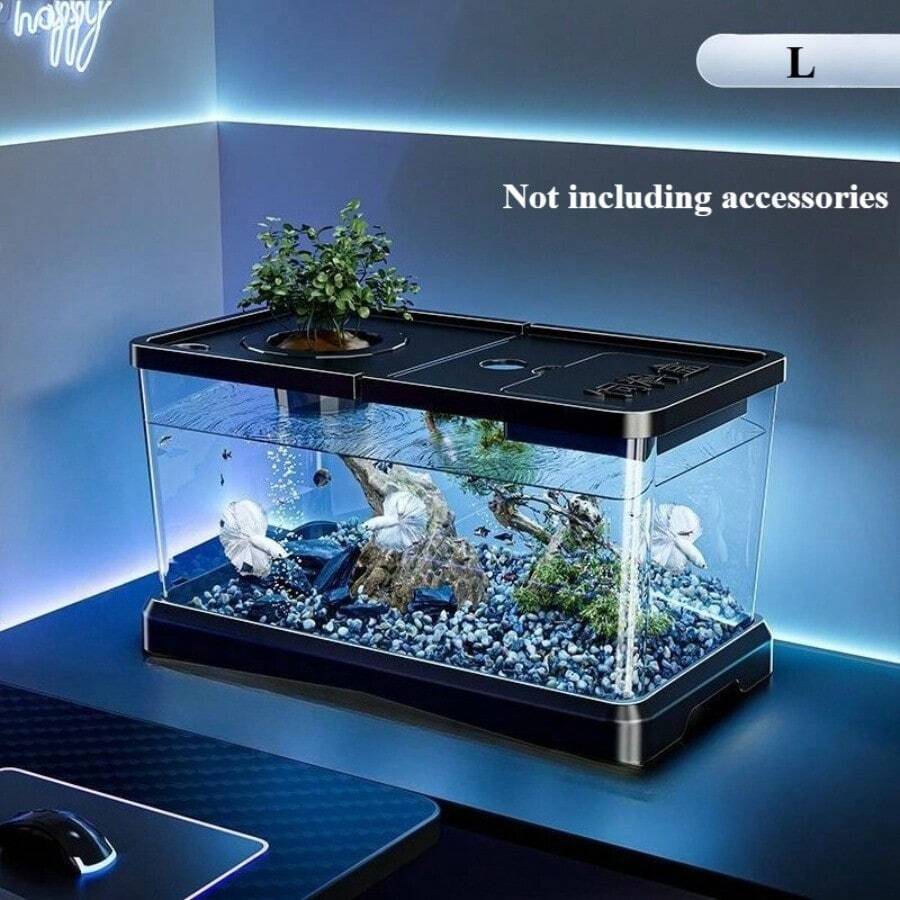 Sturdy Large Aquarium With A Lid - Clear, Leak-Resistant Design Suitable For Fish, Turtles, And Aquatic Plants, Perfect For Use In For Home Offices Or Classrooms, Featuring A Contemporary Rectangular Setup, Great For Christmas And Holiday Decor - L - 查看 1