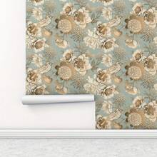 1 Cuộn Giấy Dán Tường Tự Dẹp Họa Tiết Hoa Vàng Cổ Điển, Giấy Dán Tường Hoa Chim Vườn, Thích Hợp Cho Phòng Ngủ, Phòng Khách, Tường Nhấn Điểm, Kích Thước 17,5 Inch x 10 Feet, Giấy Dán Tủ Màu Xanh Bạc Hà Đậm, Giấy Dán Tường Có Thể Tháo Rời, Nhãn Dán Ngăn Kéo - A - Xem 3