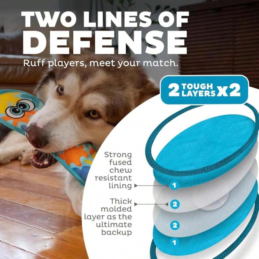 Outward Hound Tough Skinz Durable Squeaky Dog Toy With Two Tough Layers, Snake, Blue, Large - ColorE - 查看 1